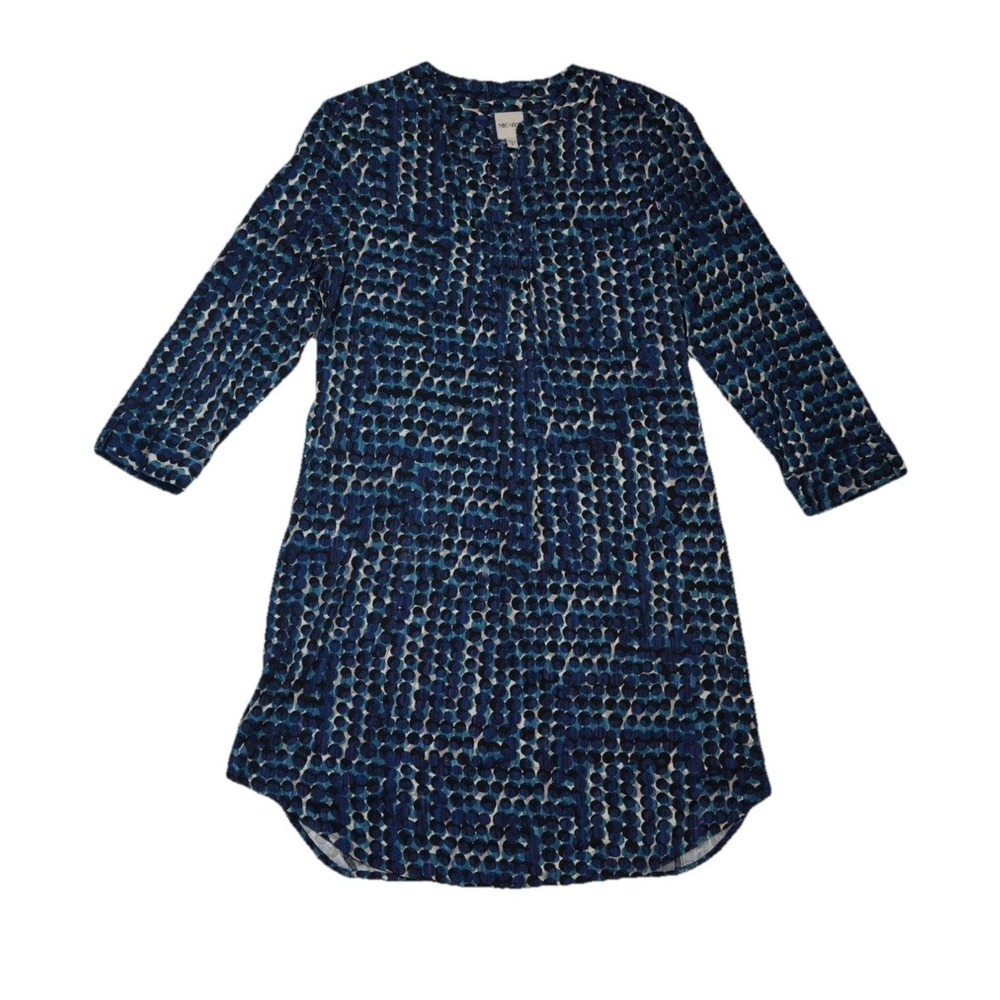 Nic + Zoe Blue Dot Print Dress Women's Small Shift Style‎ w/ Pockets